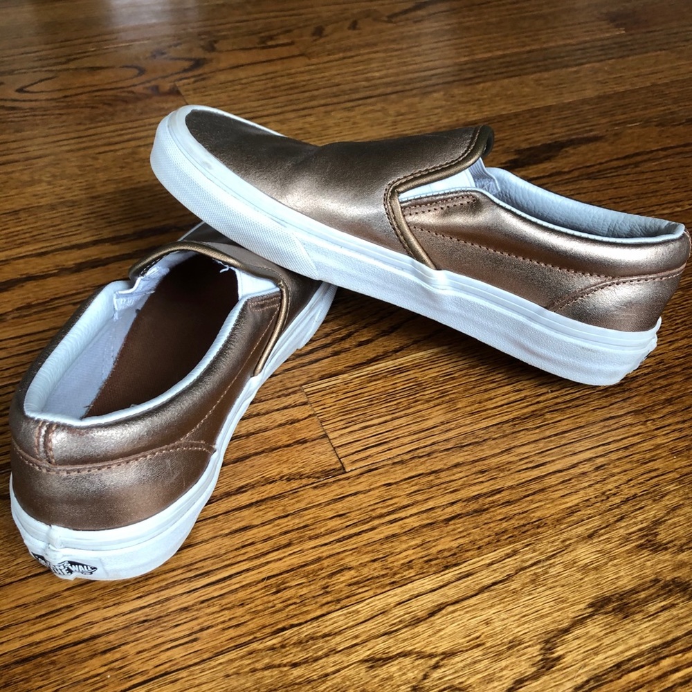 Gold Slip-On Vans - 6.5